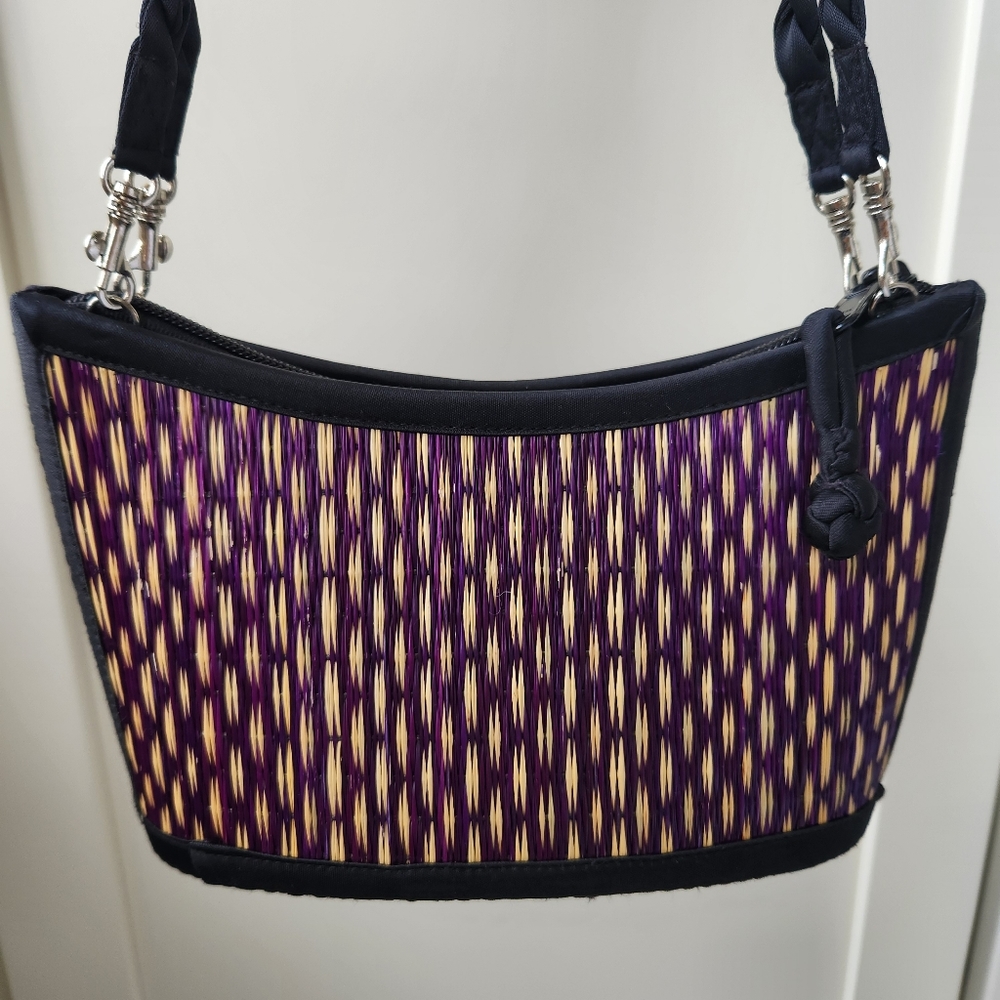 Baskets Of Cambodia Small Mini Handbag Rope Purple Tan Black Garden Girl Scandi